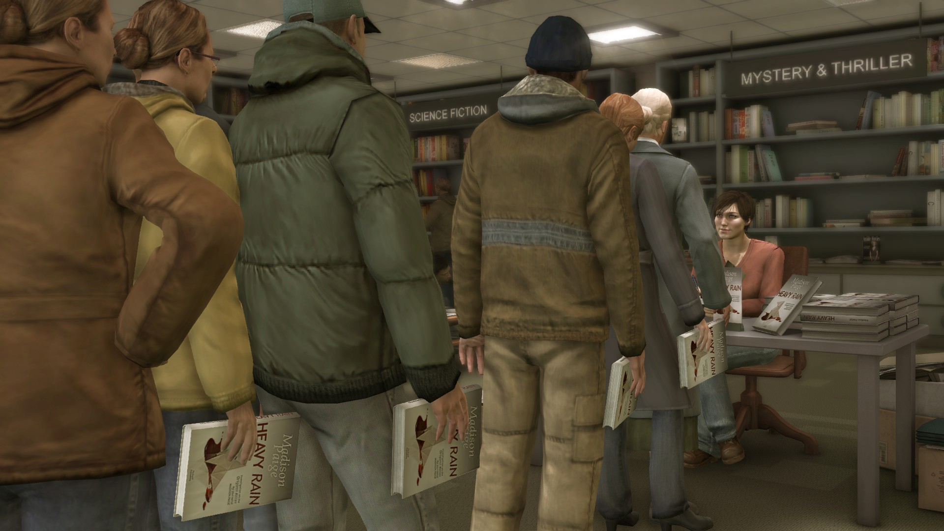 Spoiler-Warnung: Schlüsselszene aus Heavy Rain, in der der Origami-Killer enttarnt wird – Achtung, Spoiler für das Ende des Spiels!